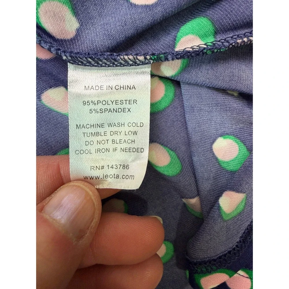 Leota Skirt Women XL‎ Blue Pink Green Polka Dot A-Line Stretch Casual Active